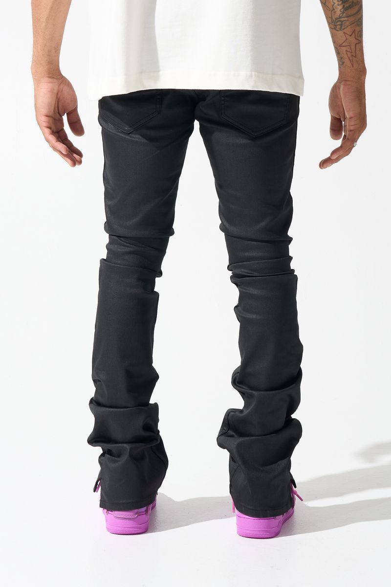 "CAVIAR" Wax Stacked Jeans